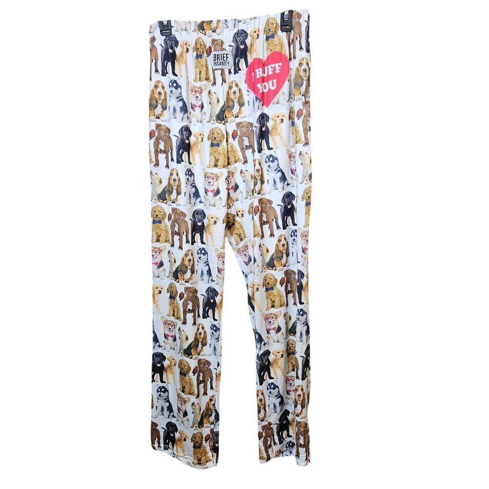 BRIEF INSANITY Ruff You Dog Puppies Fun Novelty Sleep Lounge Pants Women XL New